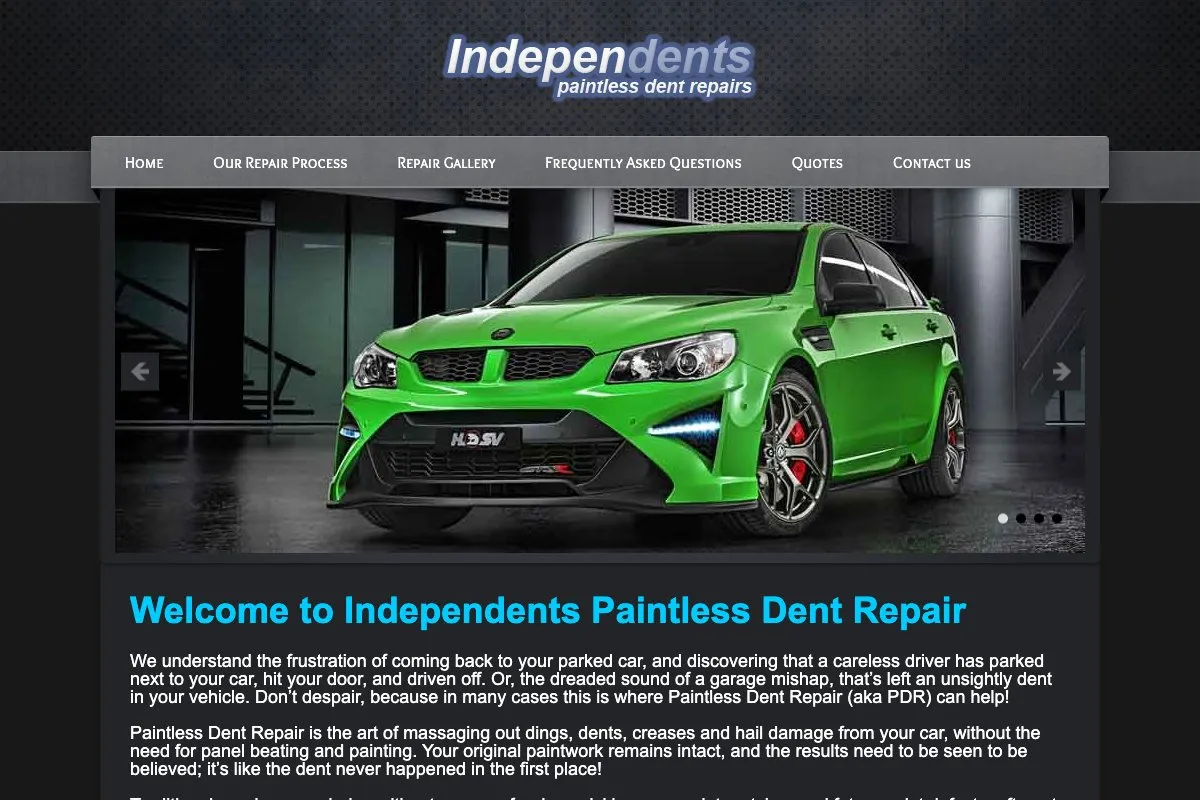 Screenshot of IndepenDents Paintless Dent Repairs