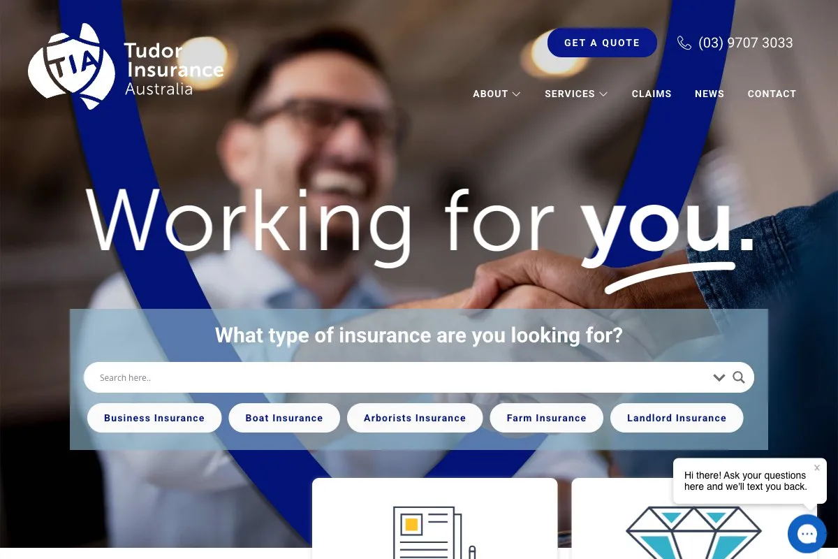 Screenshot of Tudor Insurance
